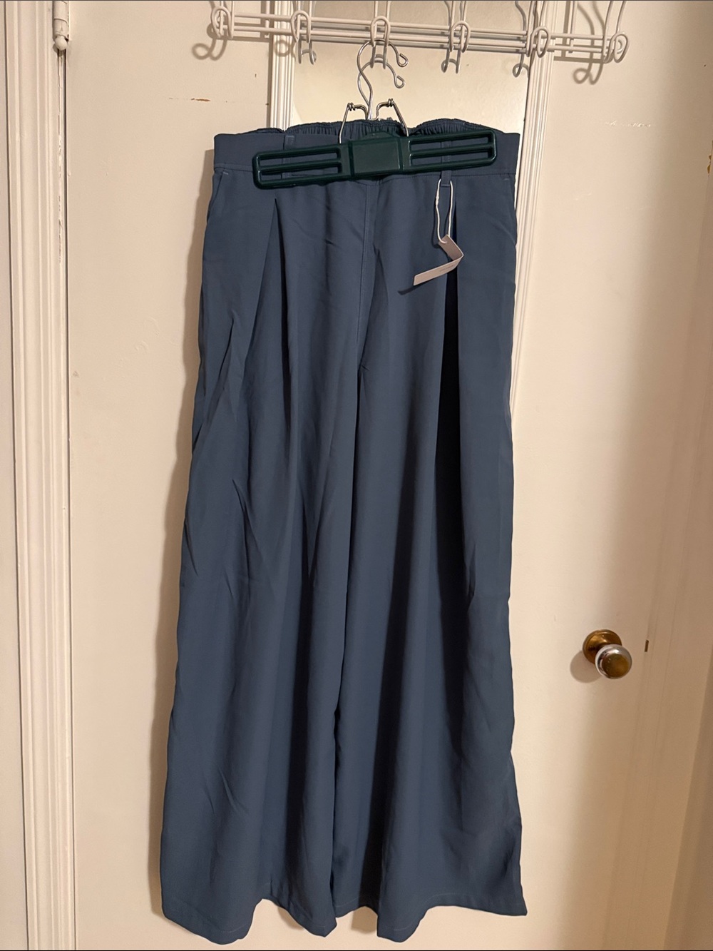 Ododos Slate Blue High-Rise Wide-Leg Trousers
